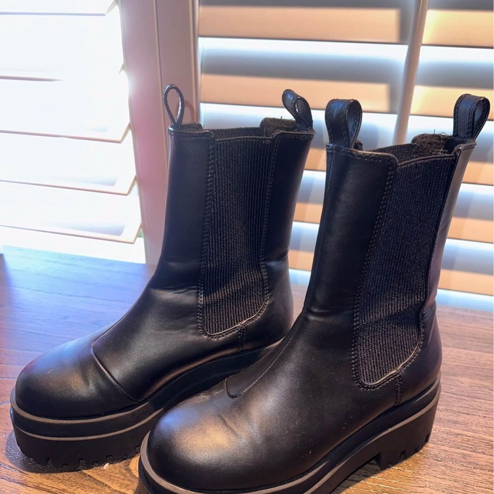 Black Leather Ankle Boots